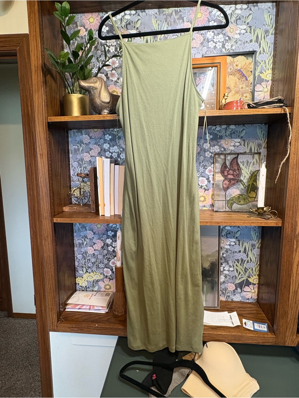 Fitted olive green dress